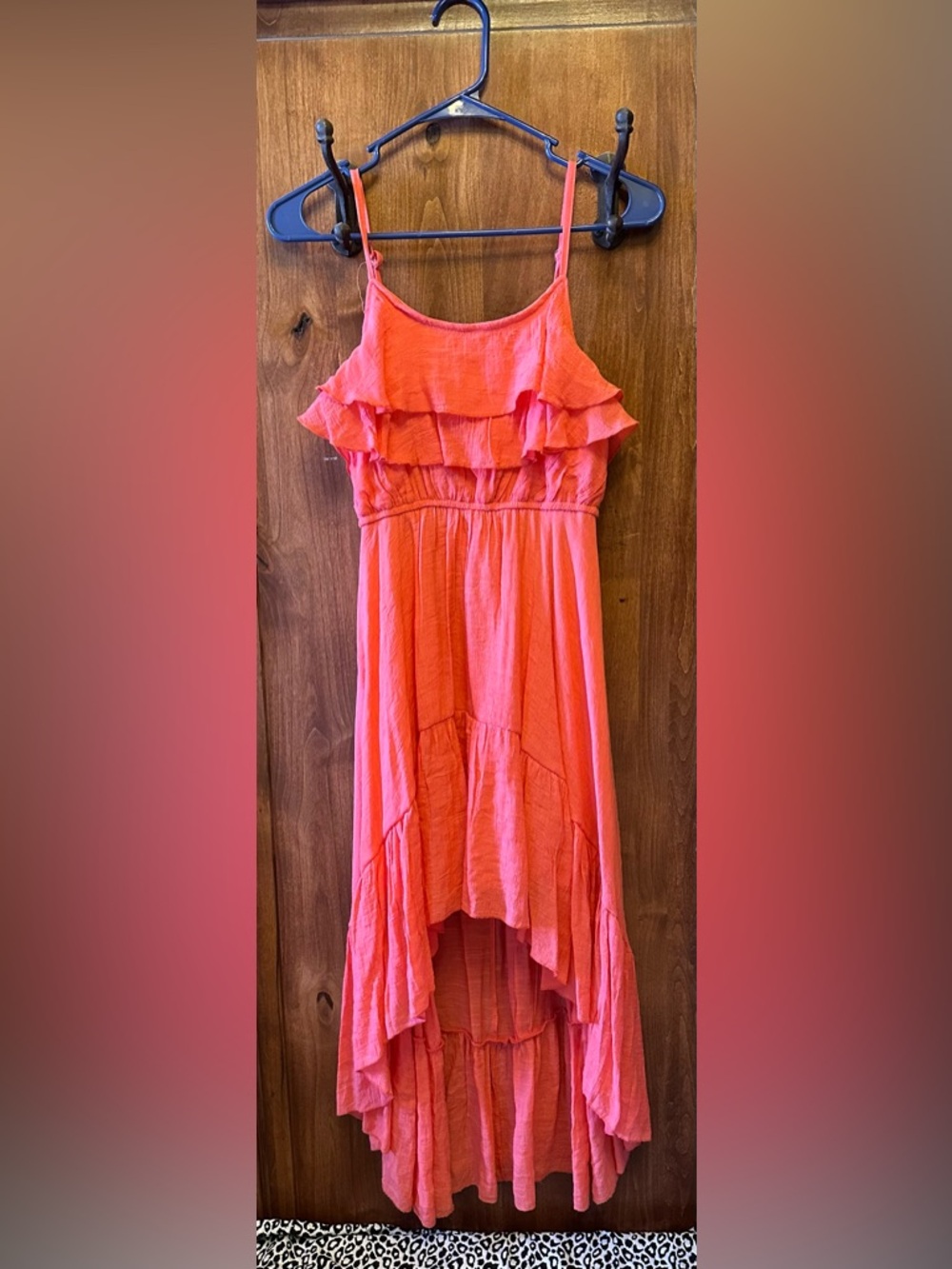Women’s Coral Ruffle Casual Dress with Elastic Waist